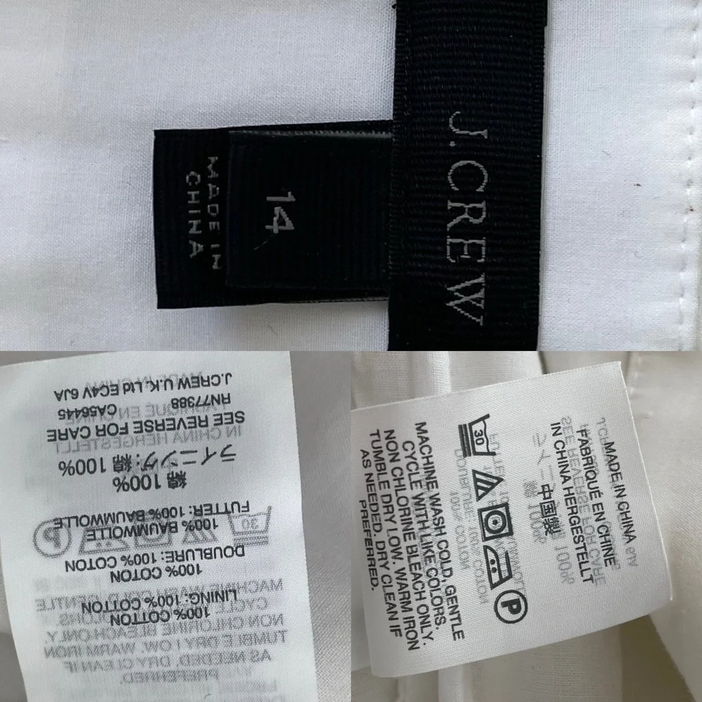 J CREW Cotton High Waisted Tie Waist Shorts Side Zip White 14